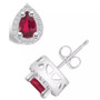 Ruby (1 Ct. t.w.) and Diamond (1/6 Ct. t.w.) Halo Stud Earrings