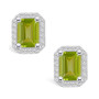 Peridot (3-3/8 ct. t.w.) and Diamond (3/8 ct. t.w.) Halo Stud Earrings in 14K White Gold