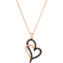 Chocolate Diamond Double Heart 18" Pendant Necklace (3/8 ct. t.w.) in 14k Rose Gold