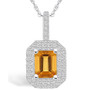 Citrine (1-5/8 Ct. T.W.) and Diamond (1/2 Ct. T.W.) Halo Pendant Necklace in 14K White Gold