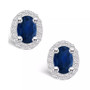 Sapphire (1-1/5 Ct. t.w.) and Diamond (1/4 Ct. t.w.) Halo Stud Earrings