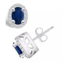 Sapphire (1-1/5 Ct. t.w.) and Diamond (1/4 Ct. t.w.) Halo Stud Earrings