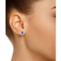 Tanzanite (3/4 Ct. t.w.) and Diamond (1/6 Ct. t.w.) Halo Stud Earrings