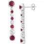 Emerald (2-1/2 ct. t.w.) & White Sapphire (1 ct. t.w.) Linear Drop Earrings in 14k White Gold (Also in Ruby)