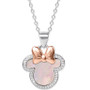 Mother-of-Pearl & Cubic Zirconia Minnie Mouse 18" Pendant Necklace in Sterling Silver & 18k Rose Gold-Plate