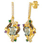Multi-Gemstone (5-1/3 ct. t.w.) & Diamond (3/8 ct. t.w.) Swirling Cluster Drop Earrings in 14k Gold