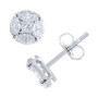 Diamond Princess & Marquise Cluster Stud Earrings (1 ct. t.w.) in 14k White Gold