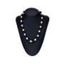 White Freshwater Cultured Pearl (9-9.5mm) with Black Onyx (10mm) and Gold Beads (3mm) 18" Necklace in 14k Yellow Gold