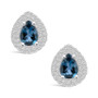 London Topaz (1-3/4 ct. t.w.) and Diamond (5/8 ct. t.w.) Halo Stud Earrings in 14K White Gold