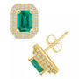 Emerald (1-1/8 Ct. t.w.) and Diamond (3/8 Ct. t.w.) Halo Stud Earrings