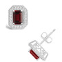 Garnet (1-2/5 ct. t.w.) and Diamond (1/5 ct. t.w.) Halo Studs in Sterling Silver