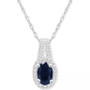 Emerald (1/2 ct. t.w.) & Diamond (1/8 ct. t.w.) Oval Halo 18" Pendant Necklace in Sterling Silver (Also in Ruby & Sapphire)