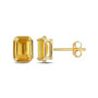 14K Yellow Gold Plated Citrine Emerald-Cut Stud Earrings