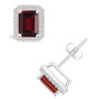 Garnet (2-1/2 ct. t.w.) and Created Sapphire (1/4 ct. t.w.) Halo Studs in 10K White Gold