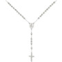 Beaded Cross 24" Rosary Necklace in Stainless Steel