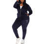Plus Size Rhinestone Velour Tracksuit 2 Piece Set