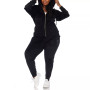 Plus Size Rhinestone Velour Tracksuit 2 Piece Set