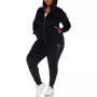Plus Size Rhinestone Velour Tracksuit 2 Piece Set