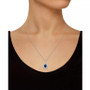Sapphire (1-1/2 Ct. t.w.) and Diamond (1/2 Ct. t.w.) Halo Pendant Necklace