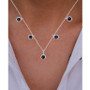 Black Spinel Bezel Dangle 18" Statement Necklace (1-3/8 ct. t.w.) in Sterling Silver
