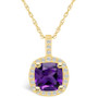 Amethyst (2 Ct. T.W.) and Diamond (1/4 Ct. T.W.) Halo Pendant Necklace in 14K Yellow Gold