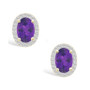 Amethyst (1-3/5 ct. t.w.) and Created Sapphire (1/5 ct. t.w.) Halo Studs in 10K Yellow Gold
