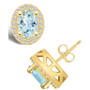 Aquamarine (2-1/3 ct. t.w.) and Diamond (3/8 ct. t.w.) Halo Stud Earrings in 14K Yellow Gold