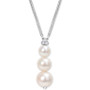 Cultured Freshwater Pearl (6 - 8-1/2mm) & White Topaz (1/10 ct. t.w.) Graduated 18" Pendant Necklace in Sterling Silver