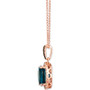 Deep Sea Blue Topaz (2 ct. t.w.) & Diamond (1/10 ct. t.w.) Oval Halo 18" Pendant Necklace in 14k Rose Gold