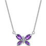 Amethyst (5/8 ct. t.w.) & Diamond (1/20 ct. t.w.) Butterfly 18" Pendant Necklace in 14k White Gold