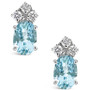 Aquamarine (3/4 ct.t.w) and Diamond (1/8 ct.t.w) Stud Earrings in 14K White Gold