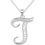 Diamond T Initial 18" Pendant Necklace (1/10 ct. t.w.) in Sterling Silver