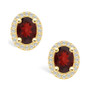 Garnet (3 ct. t.w.) and Diamond (3/8 ct. t.w.) Halo Stud Earrings in 14K Yellow Gold