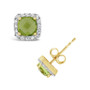 Peridot (1-1/5 ct. t.w.) and Created White Sapphire (1/5 ct. t.w.) Halo Stud Earrings in 10k Yellow Gold