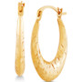 Disco-Cut Oval Hoop Earrings in 14k Gold