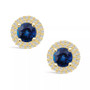 Sapphire (2 Ct. t.w.) and Diamond (1/2 Ct. t.w.) Halo Stud Earrings