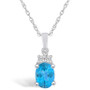 Blue Topaz (1-5/8 Ct. T.W.) and Diamond (1/10 Ct. T.W.) Pendant Necklace in 14K White Gold