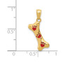 Dog Bone Enamel Charm Pendant in 14k Gold