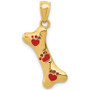 Dog Bone Enamel Charm Pendant in 14k Gold