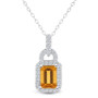 Topaz (1/4 ct. t.w.) Halo Pendant Necklace in Sterling Silver