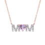 Amethyst (5/8 ct. t.w.) & Diamond (1/10 ct. t.w.) MOM 18" Pendant Necklace in 18k Rose Gold-Plated Sterling Silver