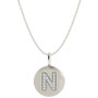 14k White Gold Necklace, Diamond Accent Letter N Disk Pendant