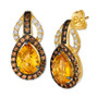 Cinnamon Citrine (1-1/2 ct. t.w.) & Diamond (1-1/6 ct. t.w.) Pear Drop Earrings in 14k Gold