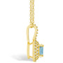 Aquamarine (1-1/4 Ct. T.W.) and Diamond (3/8 Ct. T.W.) Halo Pendant Necklace in 14K Yellow Gold