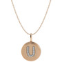 14k Rose Gold Necklace, Diamond Accent Letter U Disk Pendant