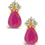 Ruby (1-9/10 ct. t.w.) and Diamond (1/8 ct. t.w.) Stud Earrings in 14k Yellow Gold