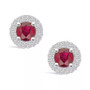 Ruby (1-1/3 Ct. t.w.) and Diamond (1/3 Ct. t.w.) Halo Stud Earrings