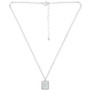 Cubic Zirconia Initial Dog Tag Pendant Necklace in Sterling Silver, 16" + 2" extender, Created for Macy's