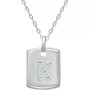 Cubic Zirconia Initial Dog Tag Pendant Necklace in Sterling Silver, 16" + 2" extender, Created for Macy's