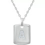 Cubic Zirconia Initial Dog Tag Pendant Necklace in Sterling Silver, 16" + 2" extender, Created for Macy's